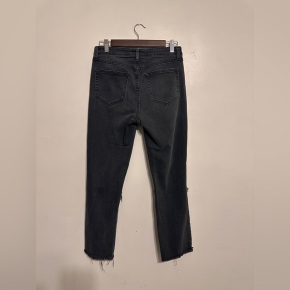 L’Agence Audrina Straight High Rise Jeans Vintage Black Worn Distressed 28 - Picture 4 of 6